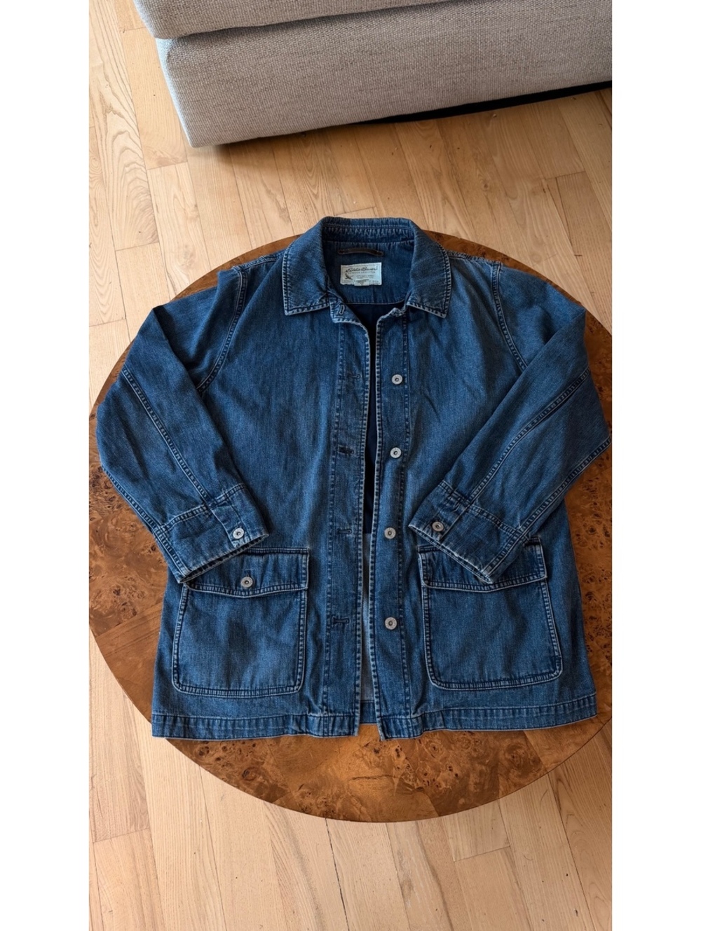 Eddie Bauer Men's Denim Chore Jacket Medium Blue Cotton Casual Outerwear